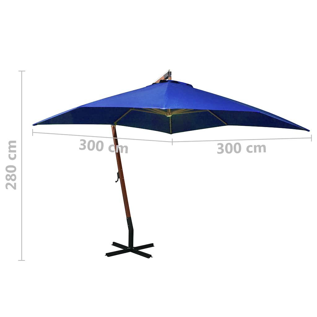 Hanging Garden Parasol with Pole Azure Blue 3x3m Solid Fir Wood