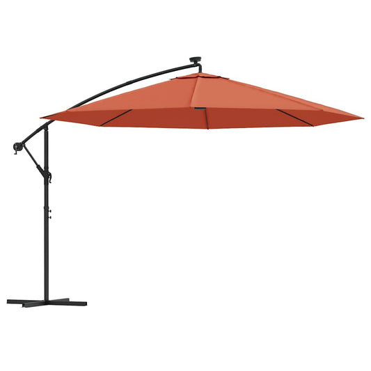 Cantilever Garden Parasol with LED Lights Terracotta 350 cm Cantilever Garden Parasol with LED Lights Terracotta 350 cm
