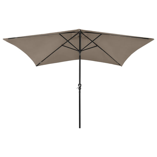 Garden Parasol with LEDs and Steel Pole Taupe 2x3 m Garden Parasol with LEDs and Steel Pole Taupe 2x3 m