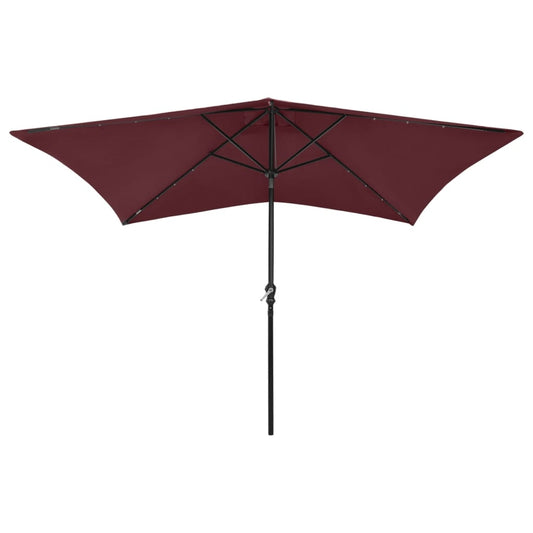 Garden Parasol with LEDs and Steel Pole Bordeaux Red 2x3 m Garden Parasol with LEDs and Steel Pole Bordeaux Red 2x3 m