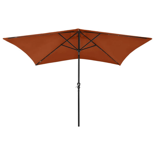 Garden Parasol with LEDs and Steel Pole Terracotta 2x3 m Garden Parasol with LEDs and Steel Pole Terracotta 2x3 m