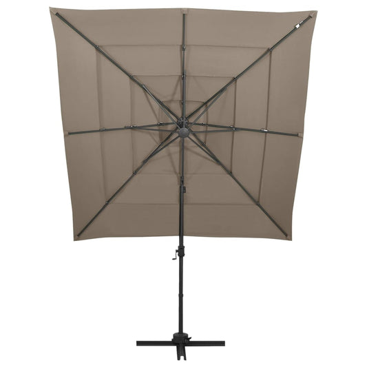 4-Tier Garden Parasol with Aluminium Pole Taupe 250x250 cm 4-Tier Garden Parasol with Aluminium Pole Taupe 250x250 cm