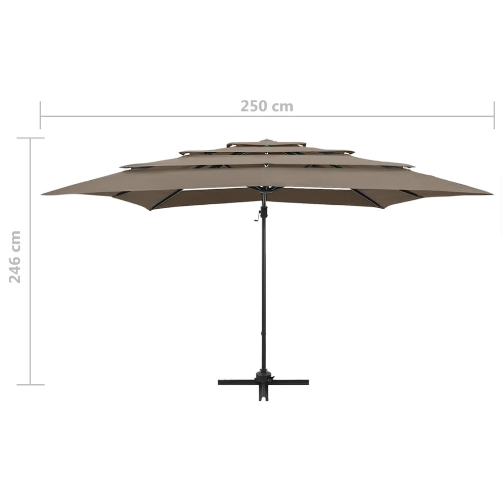Garden Parasol | Taupe | Polyester, Powder-coated Aluminium | Large