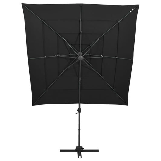 4-Tier Garden Parasol with Aluminium Pole Black 250x250 cm 4-Tier Garden Parasol with Aluminium Pole Black 250x250 cm