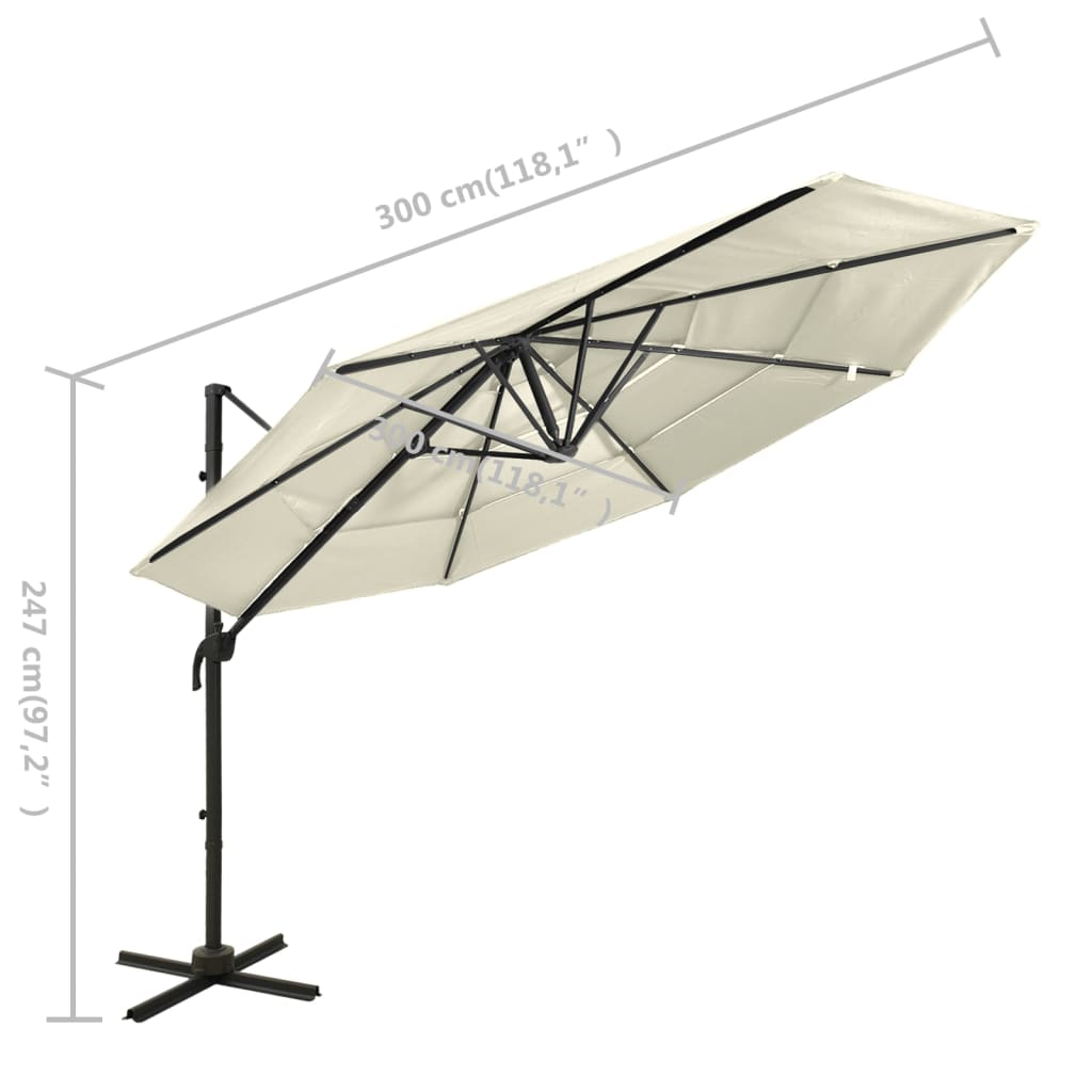 Garden Parasol | Sand | Polyester, Powder-Coated Aluminium | Large