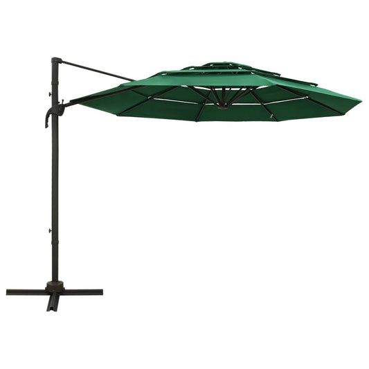 4-Tier Garden Parasol with Aluminium Pole Green 3x3 m 4-Tier Garden Parasol with Aluminium Pole Green 3x3 m