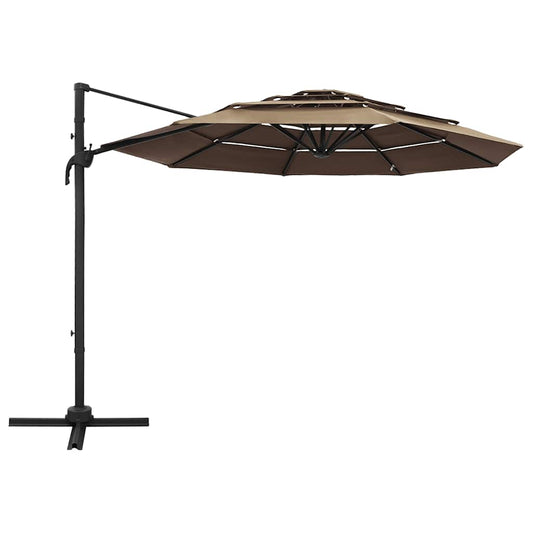 4-Tier Garden Parasol with Aluminium Pole Taupe 3x3 m 4-Tier Garden Parasol with Aluminium Pole Taupe 3x3 m