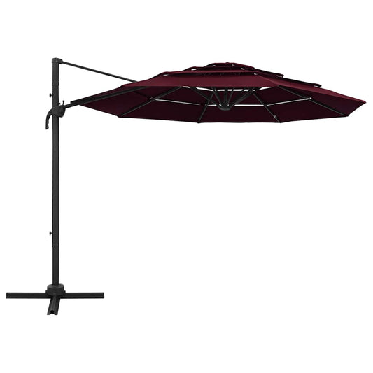 4-Tier Garden Parasol with Aluminium Pole Bordeaux Red 3x3 m 4-Tier Garden Parasol with Aluminium Pole Bordeaux Red 3x3 m