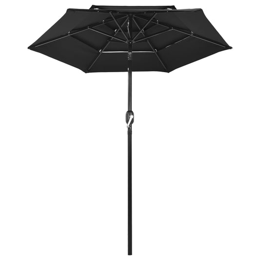 3-Tier Garden Parasol with Aluminium Pole Black 2 m 3-Tier Garden Parasol with Aluminium Pole Black 2 m