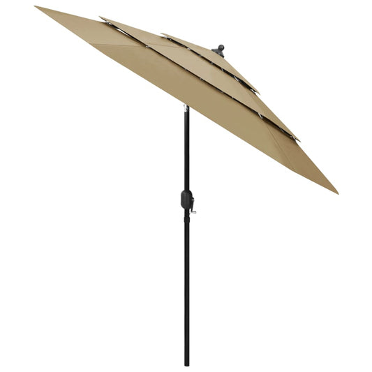 3-Tier Garden Parasol with Aluminium Pole Taupe 2.5 m 3-Tier Garden Parasol with Aluminium Pole Taupe 2.5 m