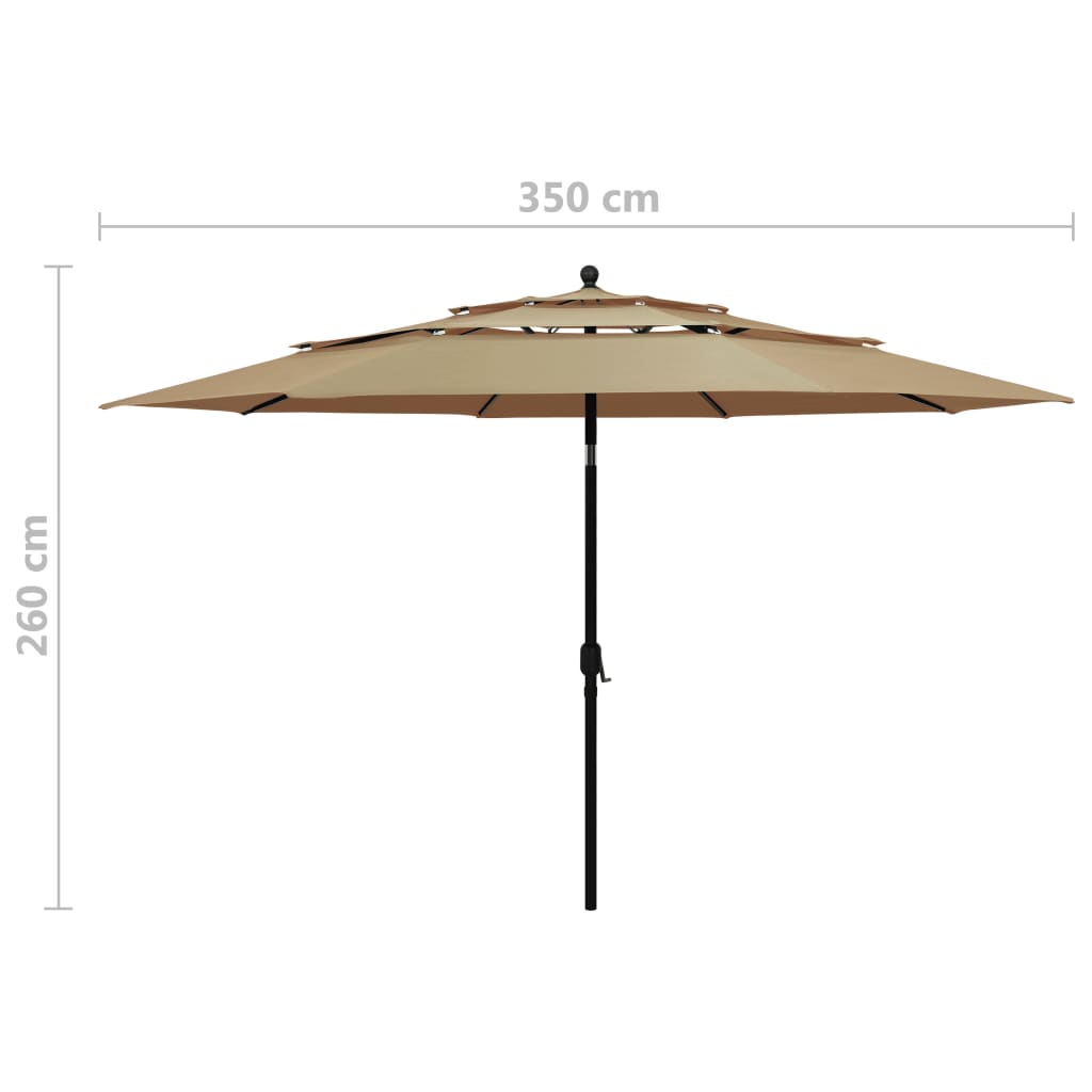 Parasol | Taupe | Polyester, Powder-Coated Aluminium | 3.5 m Canopy