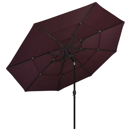 3-Tier Garden Parasol with Aluminium Pole Bordeaux Red 3.5 m 3-Tier Garden Parasol with Aluminium Pole Bordeaux Red 3.5 m