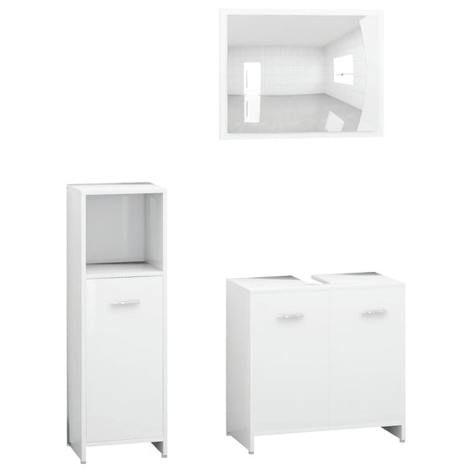 3 Piece Bathroom Furniture Set White Engineered Wood 3 Piece Bathroom Furniture Set White Engineered Wood