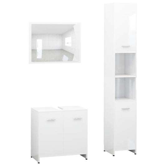 3 Piece Bathroom Furniture Set White Engineered Wood 3 Piece Bathroom Furniture Set White Engineered Wood