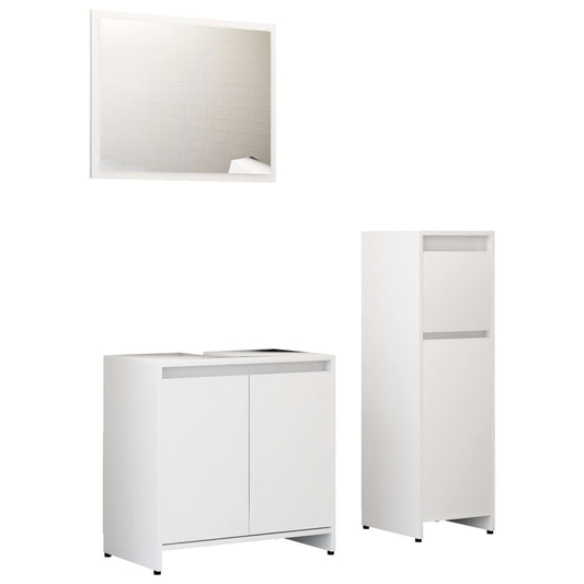 3 Piece Bathroom Furniture Set White Engineered Wood 3 Piece Bathroom Furniture Set White Engineered Wood