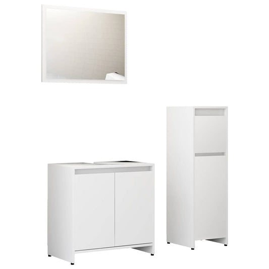 3 Piece Bathroom Furniture Set White Engineered Wood 3 Piece Bathroom Furniture Set White Engineered Wood