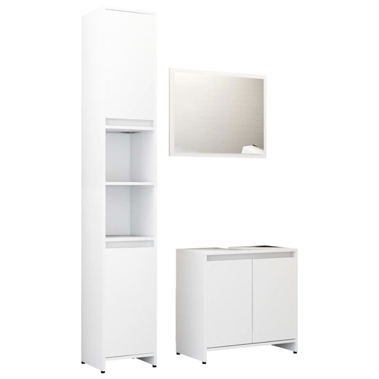 3 Piece Bathroom Furniture Set White Engineered Wood 3 Piece Bathroom Furniture Set White Engineered Wood
