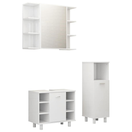 3 Piece Bathroom Furniture Set White Engineered Wood 3 Piece Bathroom Furniture Set White Engineered Wood