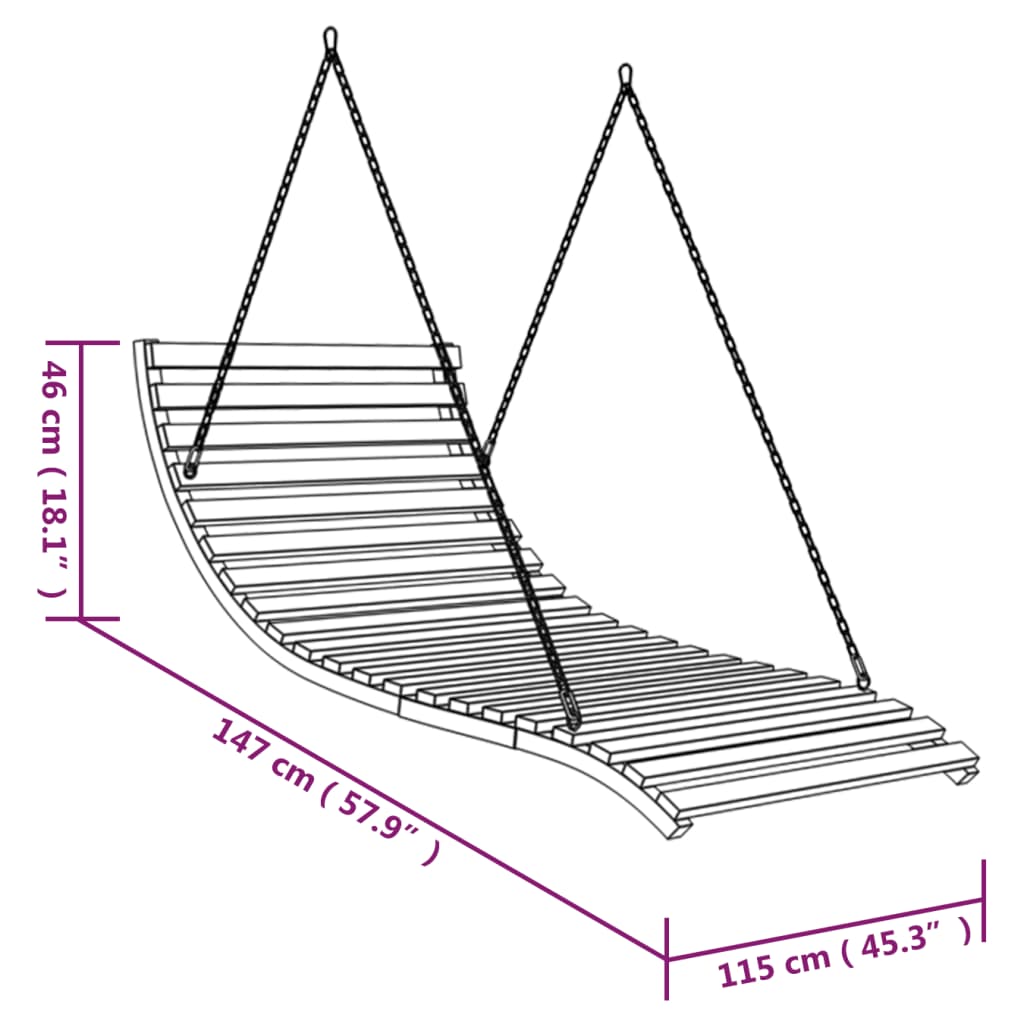 313939 vidaXL Swing Bed Solid Bent Wood with Teak Finish 115x147x46 cm