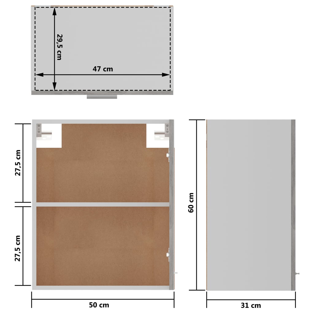 Hanging Cabinets 2 pcs "Lyon" Concrete Grey 50x31x60 cm