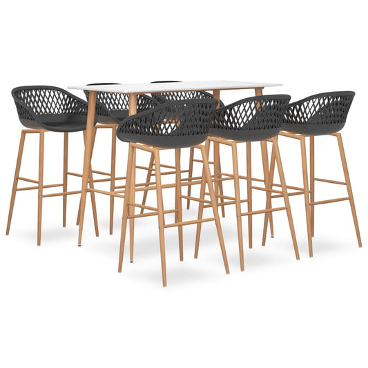 7 Piece Bar Set White and Grey 7 Piece Bar Set White and Grey