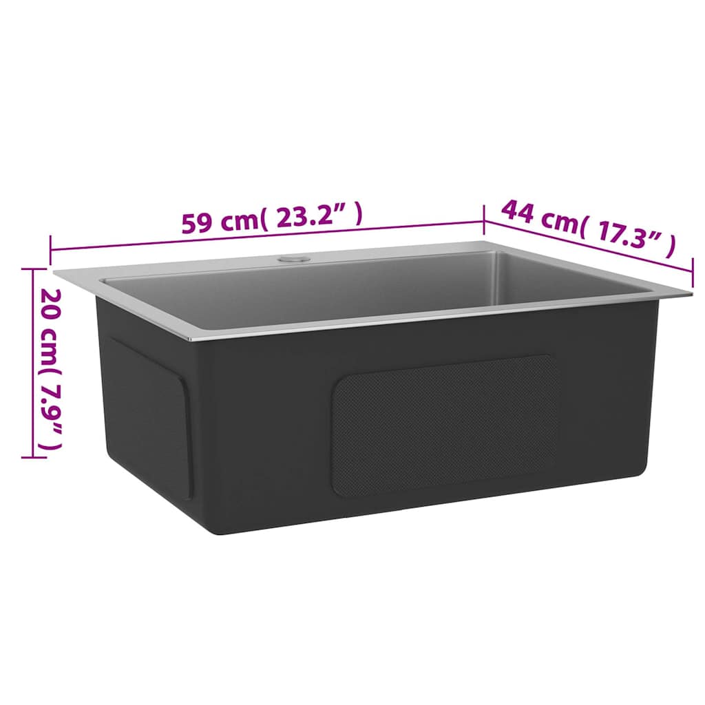 51512 vidaXL Handmade Kitchen Sink Stainless Steel