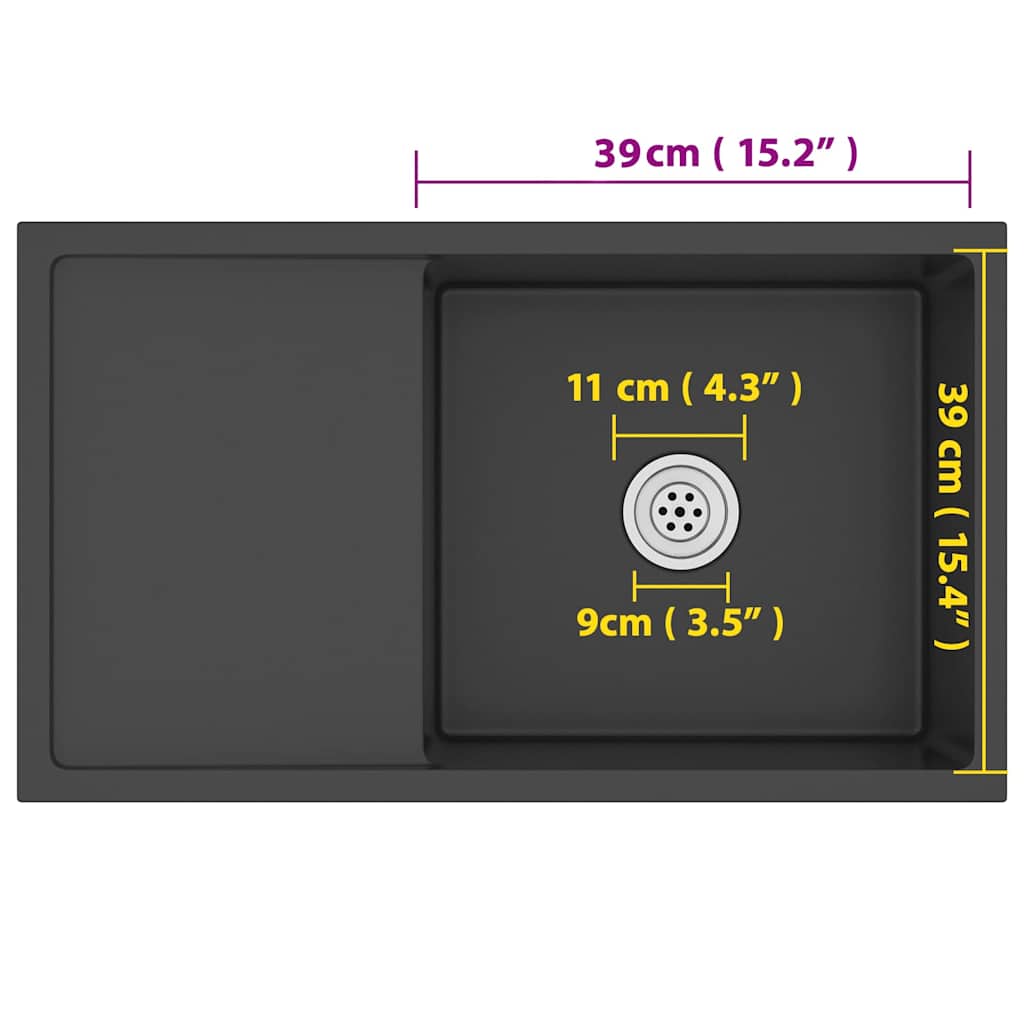 51521 vidaXL Handmade Kitchen Sink Black Stainless Steel