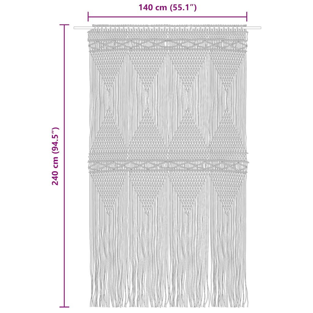 Macrame Curtain Taupe 140x240 cm Cotton