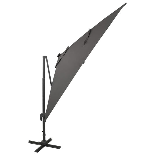 Cantilever Garden Parasol with Pole and LED Lights Anthracite 300 cm Cantilever Garden Parasol with Pole and LED Lights Anthracite 300 cm