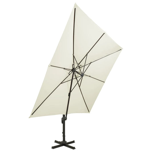 Cantilever Garden Parasol with Double Top 300x300 cm Sand Cantilever Garden Parasol with Double Top 300x300 cm Sand