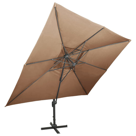 Cantilever Garden Parasol with Double Top Taupe 400x300 cm Cantilever Garden Parasol with Double Top Taupe 400x300 cm