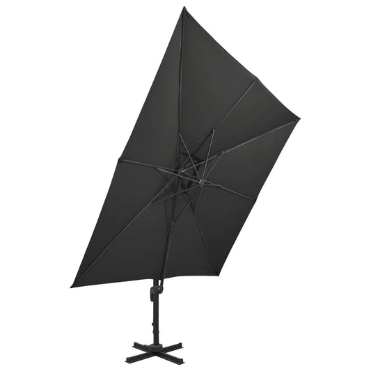 Cantilever Garden Parasol with Double Top 300x300 cm Black Cantilever Garden Parasol with Double Top 300x300 cm Black