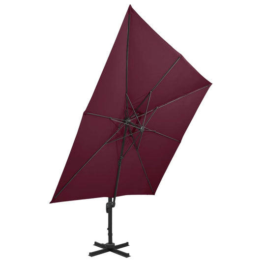 Cantilever Garden Parasol with Double Top 300x300 cm Bordeaux Red Cantilever Garden Parasol with Double Top 300x300 cm Bordeaux Red