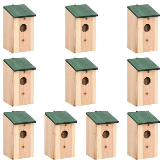 Bird Houses 10 pcs Solid Firwood 12x12x22 cm Bird Houses 10 pcs Solid Firwood 12x12x22 cm