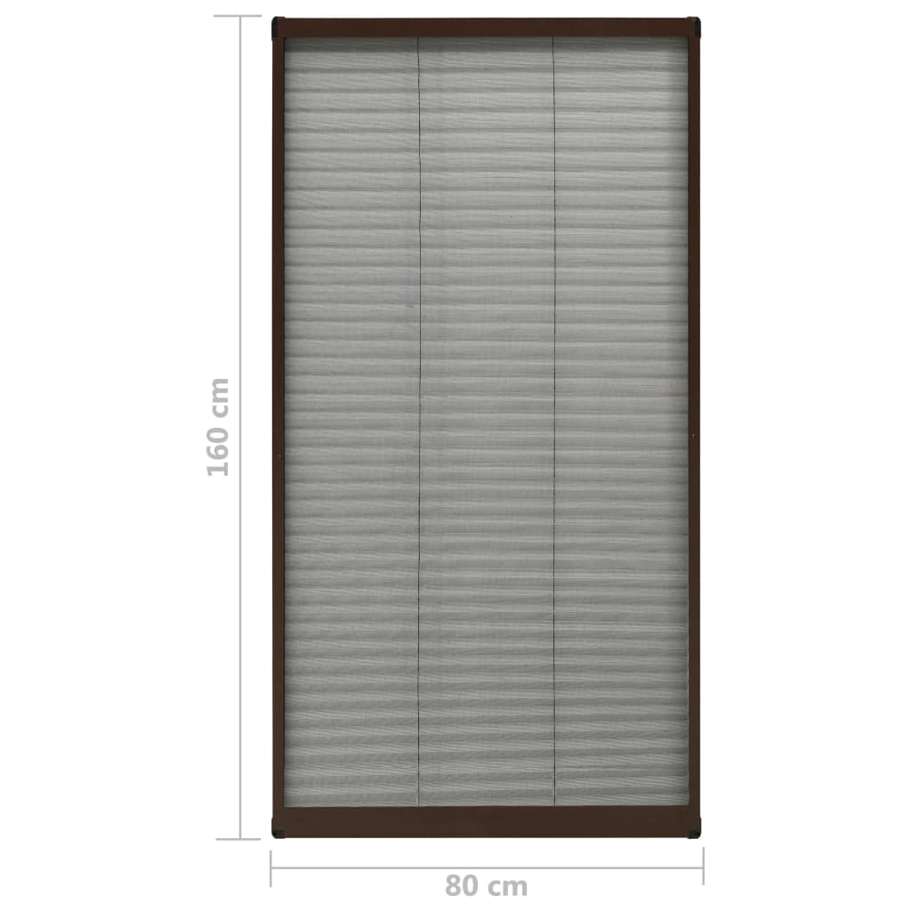 Plisse Insect Screen for Windows Aluminium Brown 80x160 cm