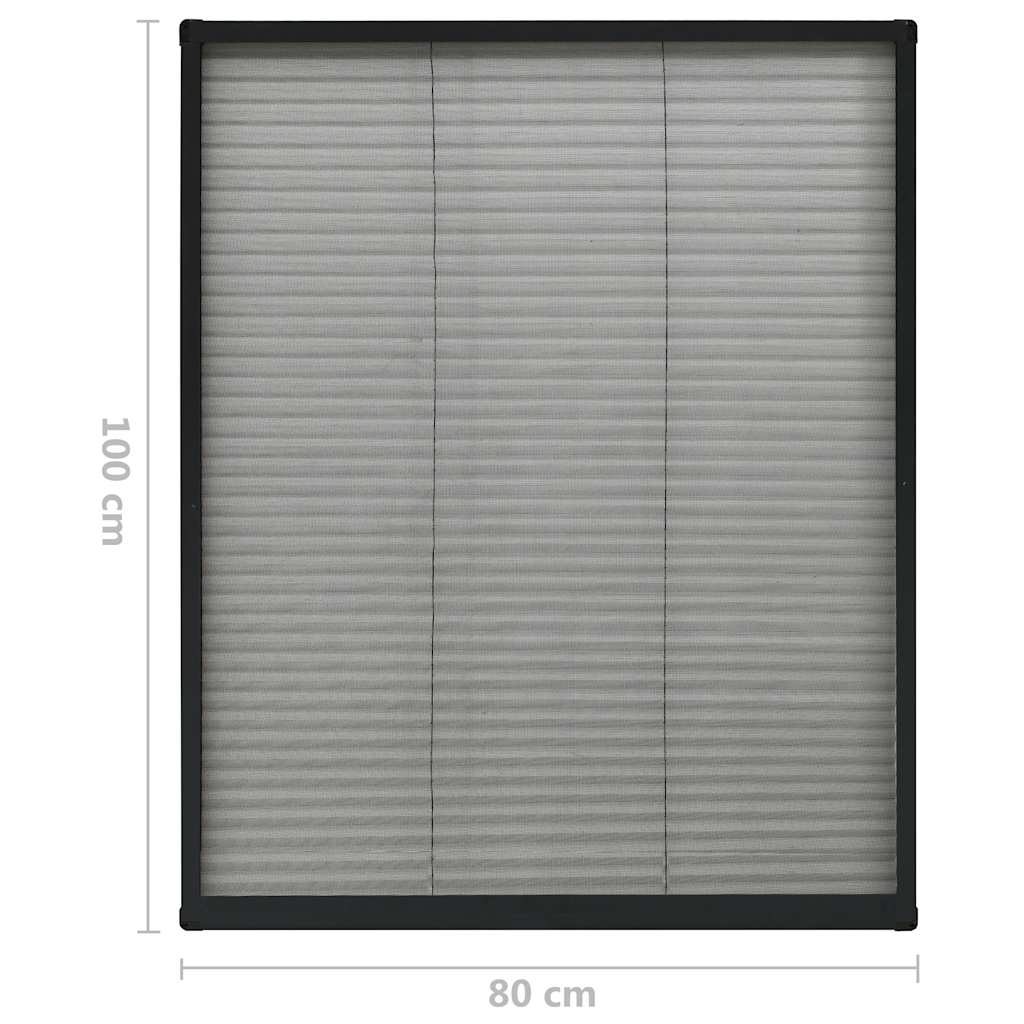 Plisse Insect Screen for Windows Aluminium Anthracite 80x100 cm