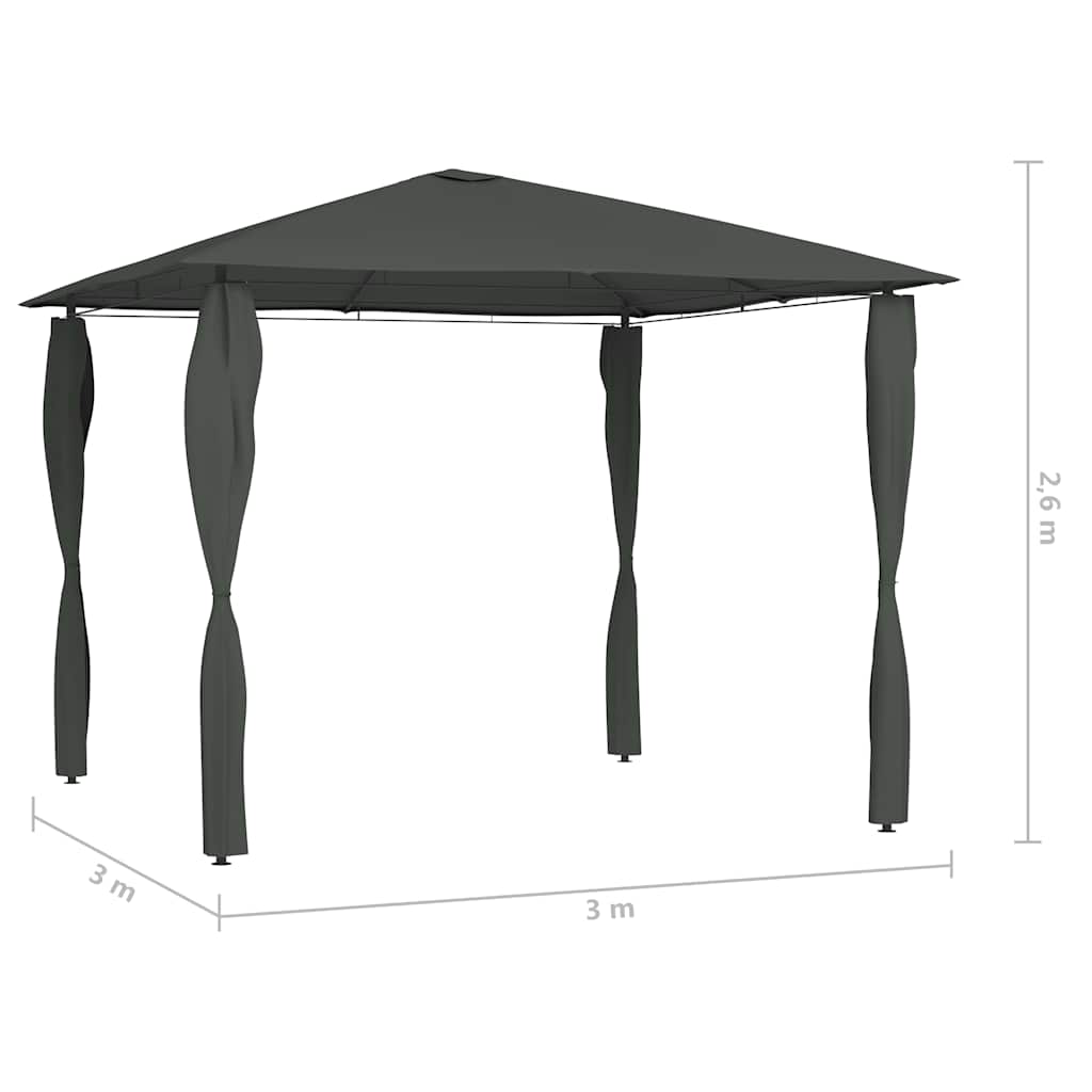 Gazebo with Post Covers 3x3x2,6 m Anthracite 160 g/m²