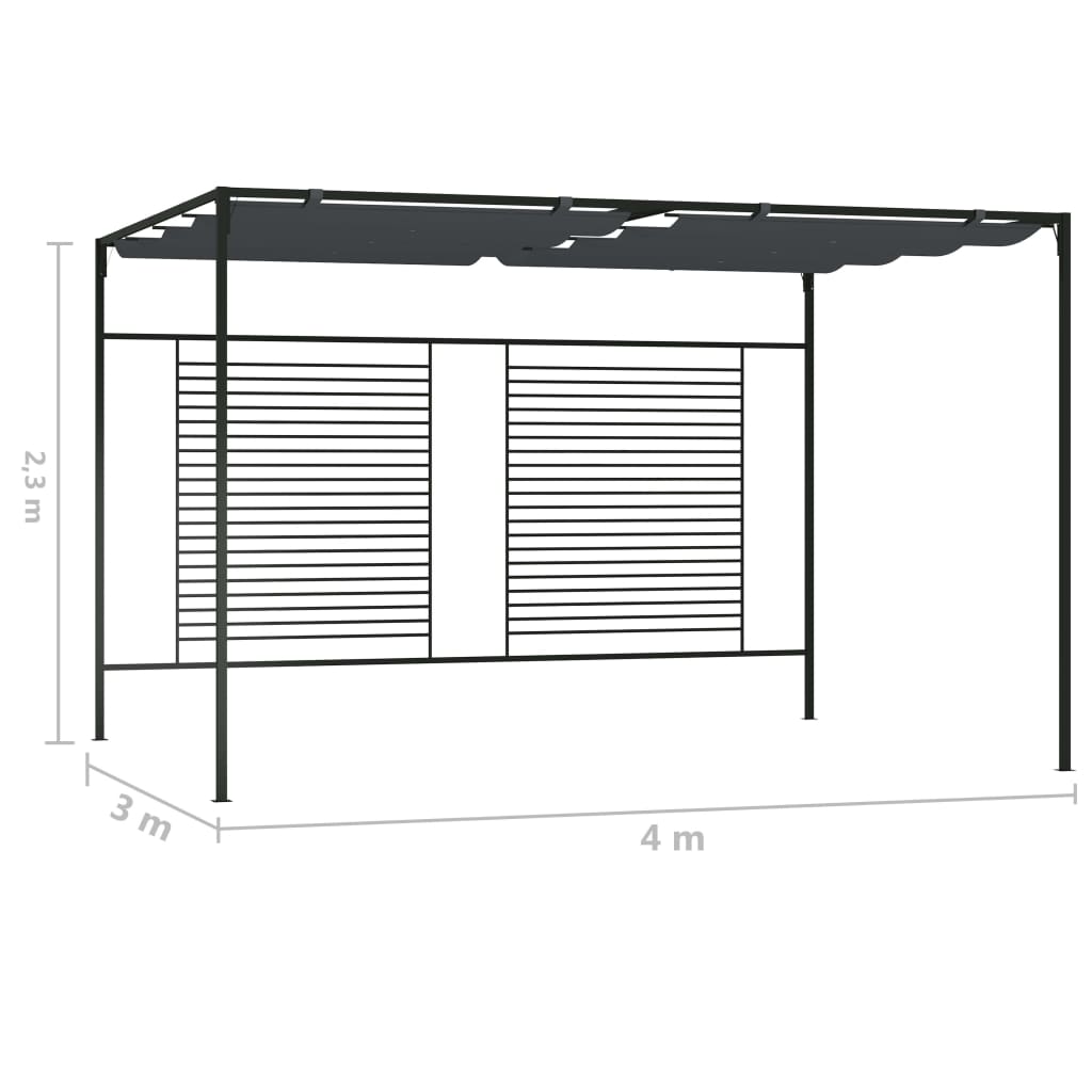 Gazebo with Retractable Roof 4x3x2,3 m Anthracite 180 g/m²