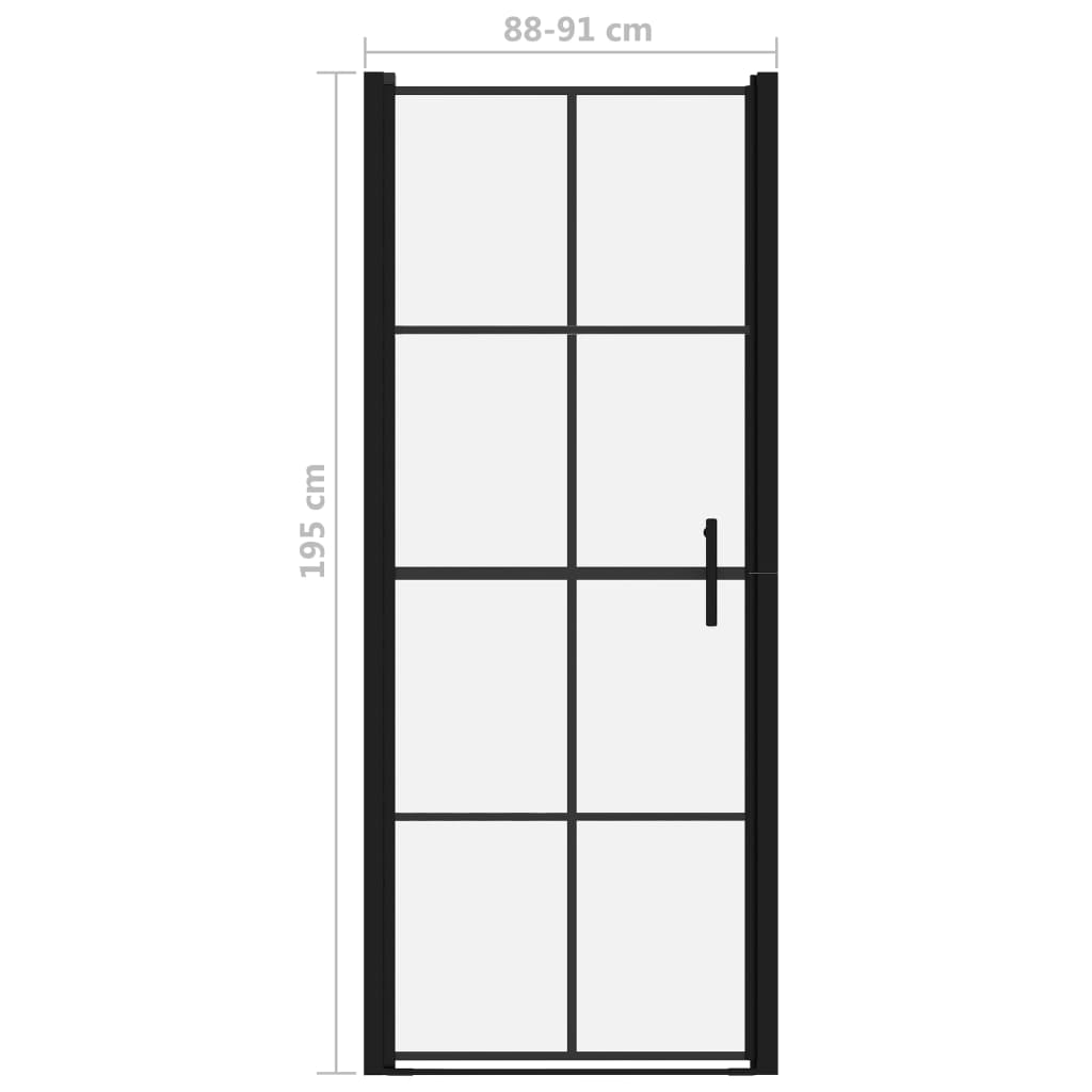 148891 vidaXL Shower Door Tempered Glass 91x195 cm Black