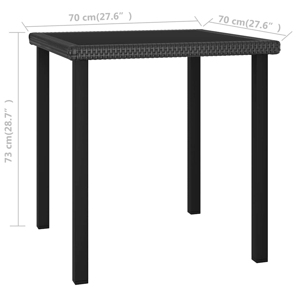 315114 vidaXL Garden Dining Table Black 70x70x73 cm Poly Rattan