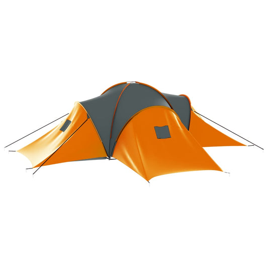 Camping Tent 9 Persons Fabric Grey and Orange Camping Tent 9 Persons Fabric Grey and Orange