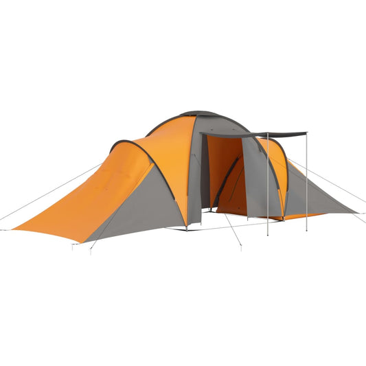 Camping Tent 6 Persons Grey and Orange Camping Tent 6 Persons Grey and Orange