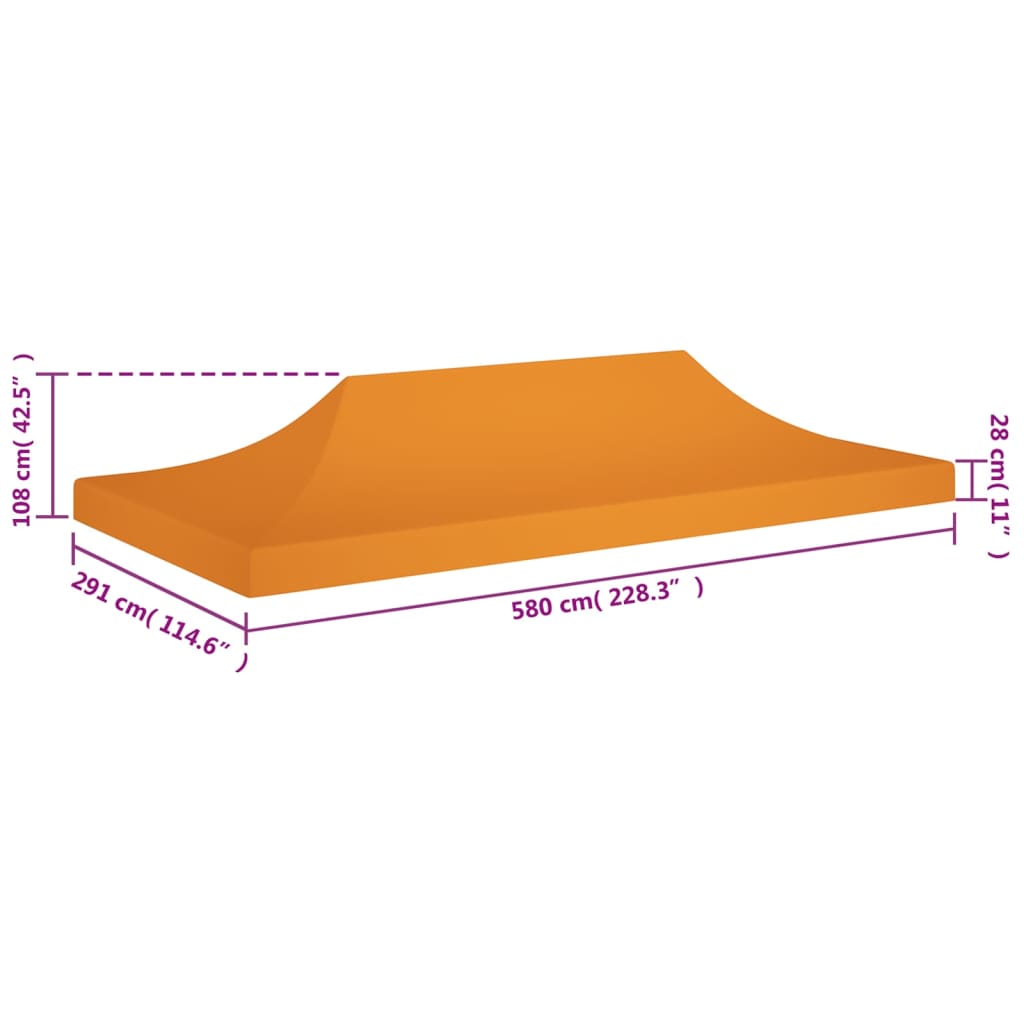 315329 vidaXL Party Tent Roof 6x3 m Orange 270 g/m²