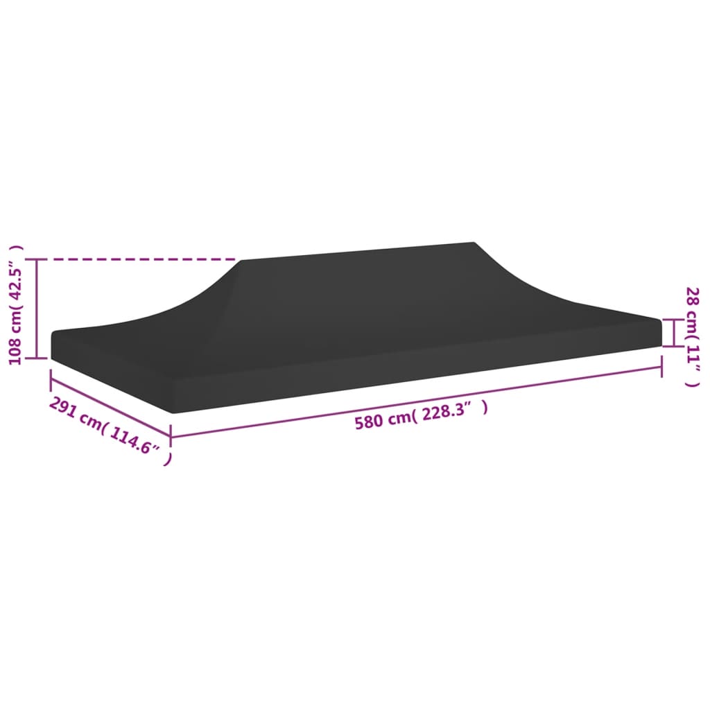 315334 vidaXL Party Tent Roof 6x3 m Black 270 g/m²