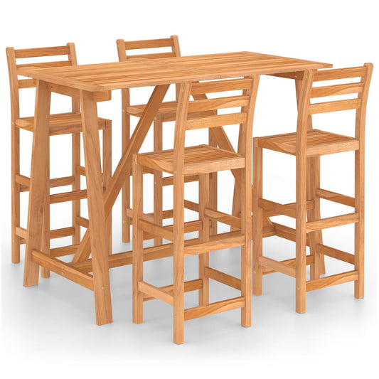 5 Piece Outdoor Bar Set Solid Acacia Wood 5 Piece Outdoor Bar Set Solid Acacia Wood