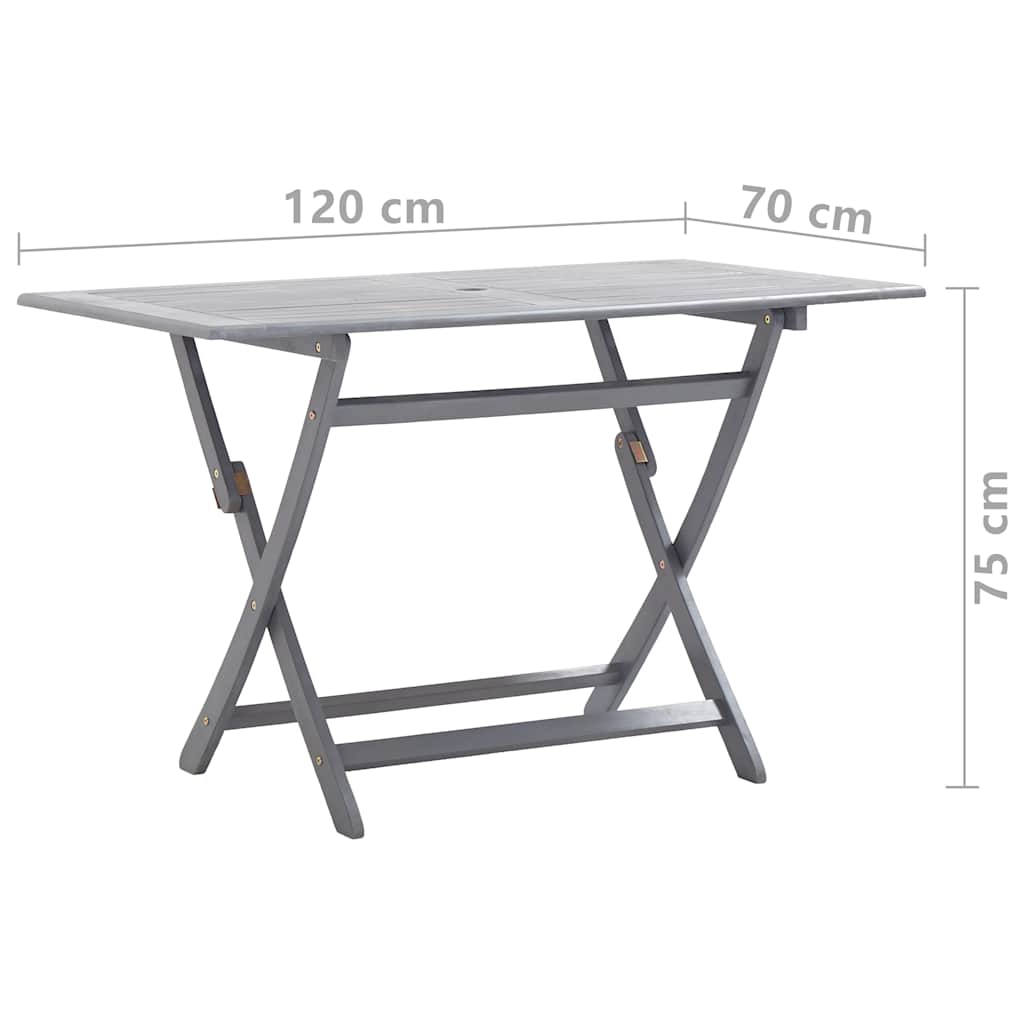 3057869 vidaXL 7 Piece Garden Dining Set Solid Acacia Wood Grey (46331+46333+46334)
