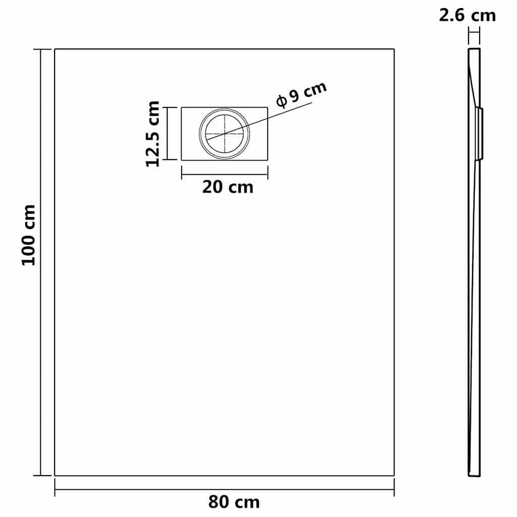 148927 vidaXL Shower Base Tray SMC Brown 100x80 cm