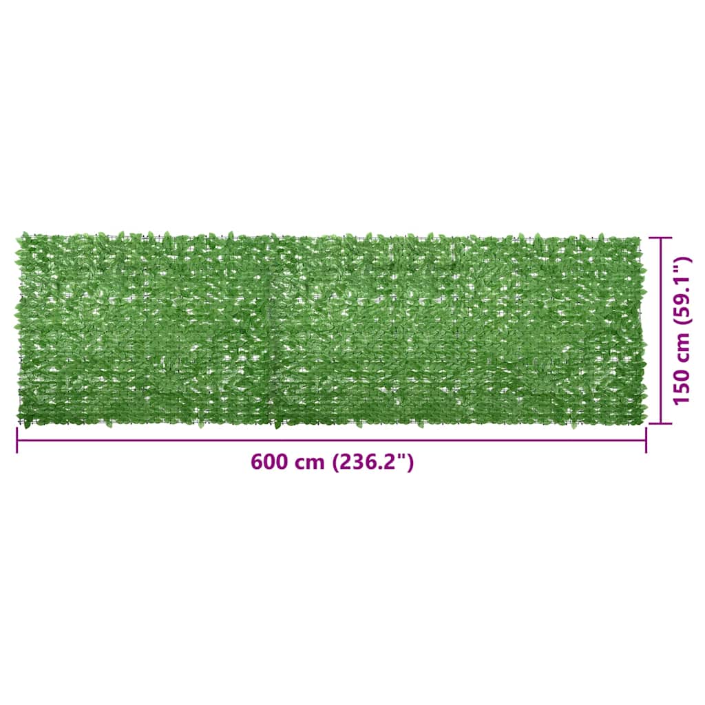 Balcony Screen with Green Leaves 600x150 cm