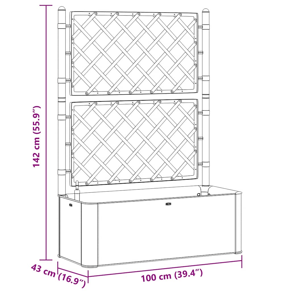 Garden Raised Bed with Trellis and Self Watering System White