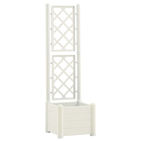 Garden Planter with Trellis 43x43x142 cm PP White Garden Planter with Trellis 43x43x142 cm PP White